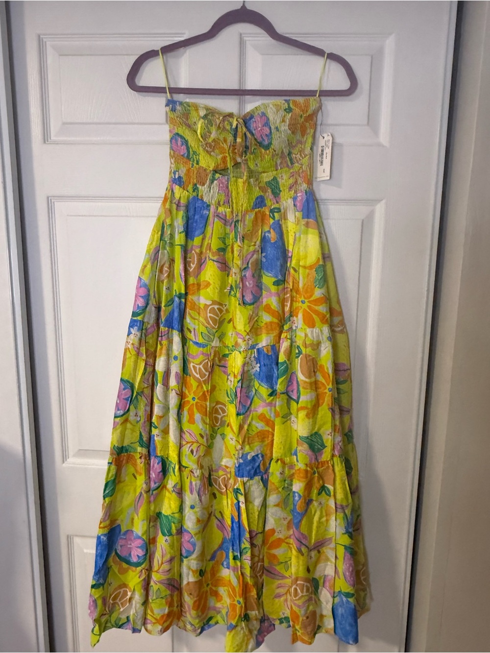 By Together Bright Yellow Floral Smocked Maxi Dress